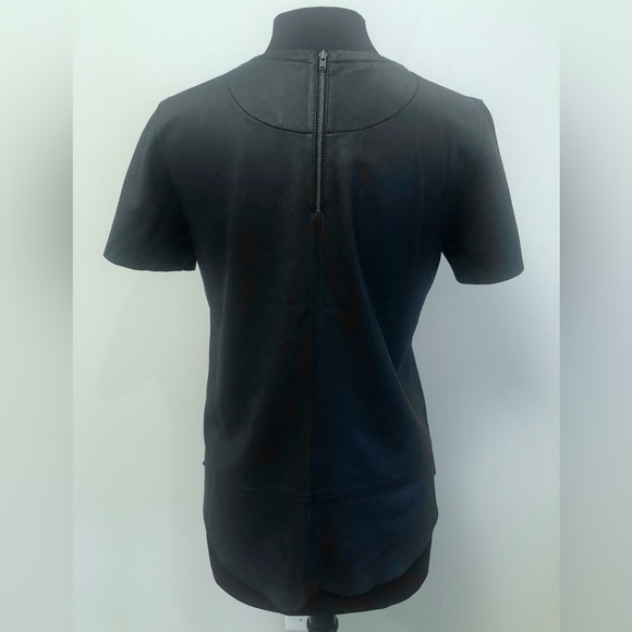New AG Adriano Goldschmied Black Leather T Shirt Size S - Picture 5 of 7